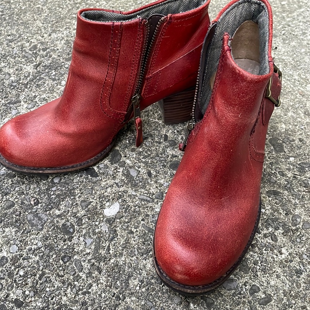 Red Leather Caterpillar Boots